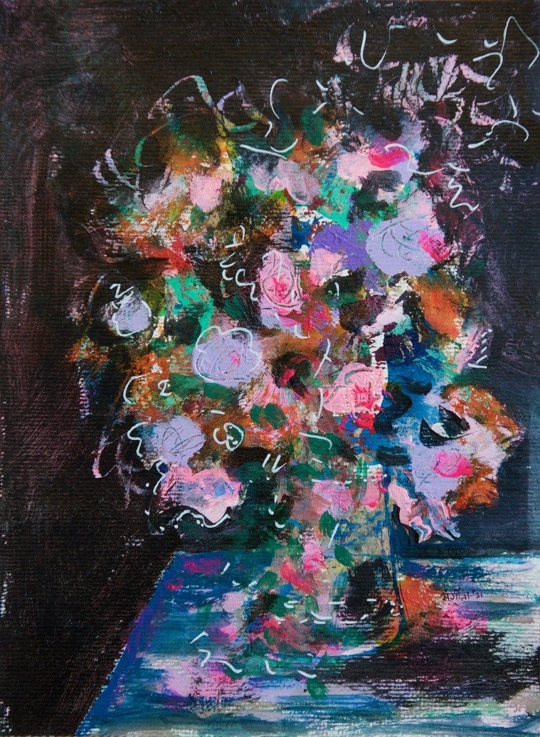 Vase of flowers painting